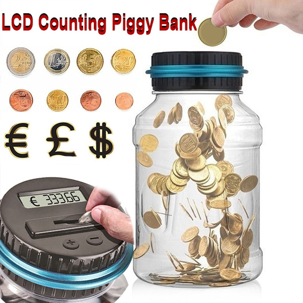 LCD Screen Digital Coin Counting Piggy Bank Automatic Counting Money