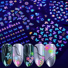 butterfly, rainbow, nail decals, Flowers