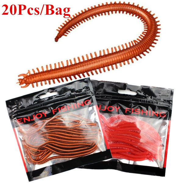 20Pcs/Bag Soft Worm Artificial Soft Bait Fish Sea Worms Road Crank Hook  Imitation of Silkworm Sand Fishing Bait Tool