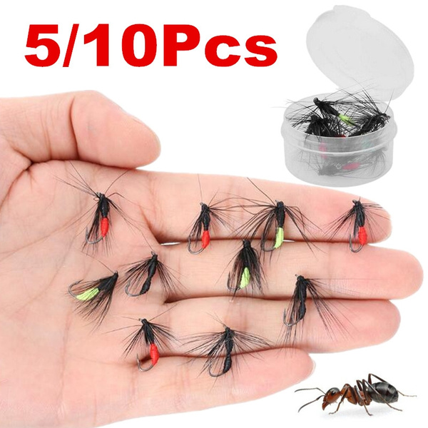 5/10Pcs Artificial Ant Fishing Lures Hook Bionic Bait Fishing Tackle #10  Insect Fly Trout Sea Fishing Accessories