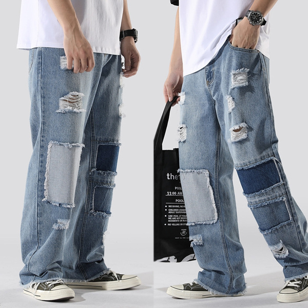 baggy patchwork jeans mens