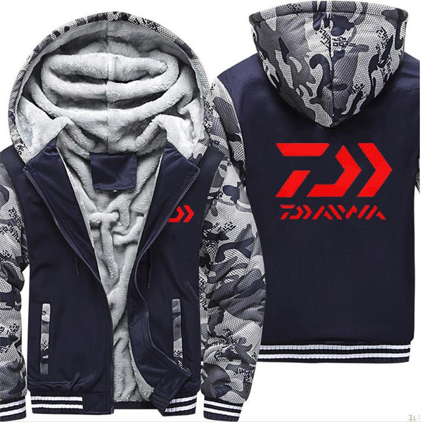 DAIWA Fishing Clothing Hoodies Men Fishing Jacket Mens Hoodie Winter  Thicken Warm Zipper Camouflage Raglan Mens Coat Jacket