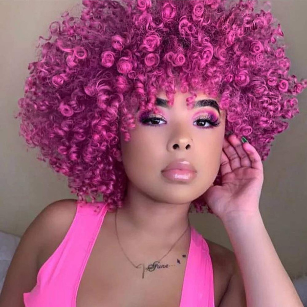 short purple curly wig