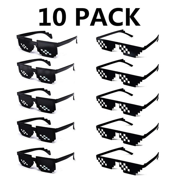 10 Pack Thug Life Party Sunglasses 8 Bit Pixelated Mosaic Gamer Mlg Photo Props Glasses For Adults Teens Wish - mlg roblox glasses