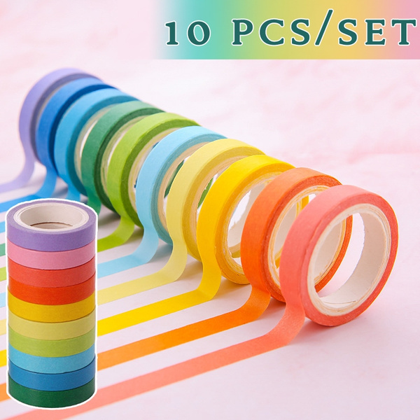 Washi Tape, Set of 24 Rainbow Colors, Writeable Only with Gel Ink & Markers, Scrapbooking Supplies, Craft Supplies, Cute Tape (HA3580-3) (Japan