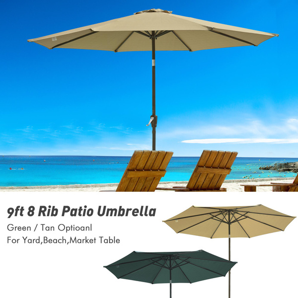 Andyes 9ft Patio Umbrella Uv50 Fade Resistant New Olefin Outdoor Patio Umbrella 8 Rib Crank Tilt Beach Market Table Wat Wish