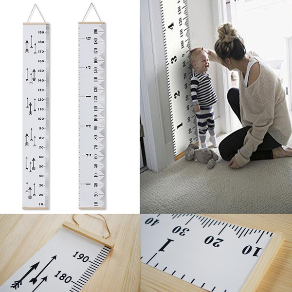 Wood Kid Growth Chart Children Room Decor Wall Hanging Height Measure Rule 