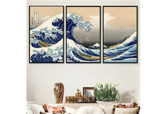 Fabric Silk Canvas Poster The Great Wave Ukiyoe Japanese Prints Wall Decor S61 