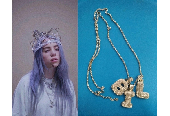 Rapper Billie Eilish Perifere logo halskæde Smykker kreative store personlighed fuld drill Wish