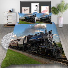 King, trainpattern, quiltcover, Bedding