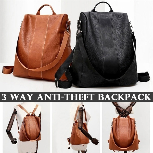 Women Vintage Backpack Leather Shoulder Bag Anti-Theft Casual Rucksack Pack  Handbag Ladies Satchel | Wish