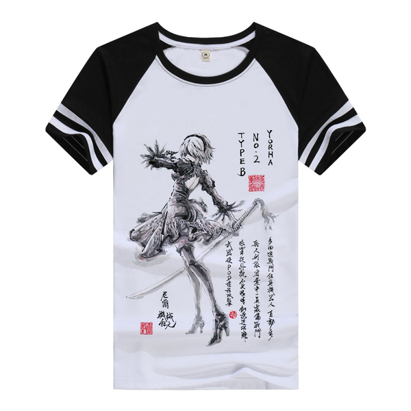 Nier Automata T Shirt Yorha 2b T Shirt Fashion Raglan Short Sleeve T Shirt Anime T Shirt Summer Anime T Shirt Cp Wish