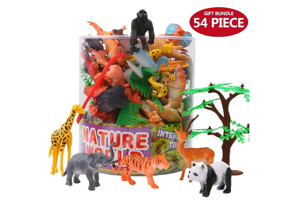 Animals Figure,54 Piece Mini Jungle Animals Toys Set with Gift Box Realistic Wi 
