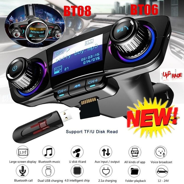 Car LCD MP3 Music Player Wireless Bluetooth FM Transmitter Radio 2 USB Port Kit 