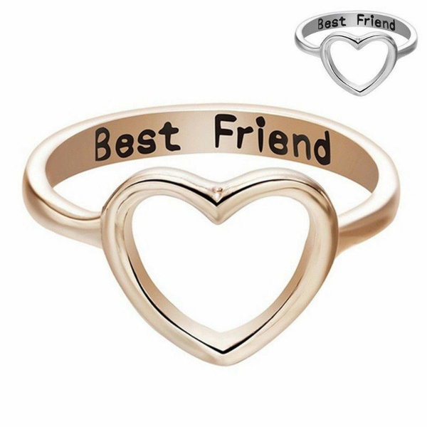 Amazon.com: Yopeshy 2 Pack Hollow Love Heart Friendship Rings Best Friend  Rings for 2 Girls Stainless Steel Engraving Letter Friend Rings for Women  Teens (Silver, 8): Clothing, Shoes & Jewelry
