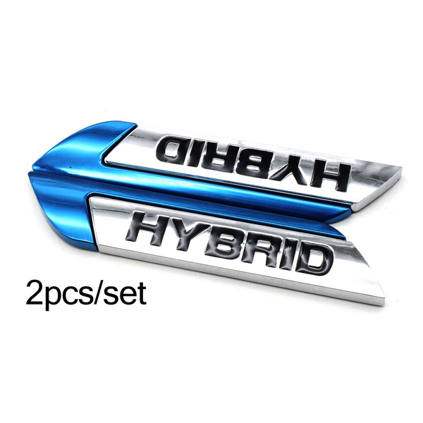 1Pair Car Metal Badge Emblem 3D HYBRID Car Trunk Auto Logo Adhesive Decal Sticker For Most Cars