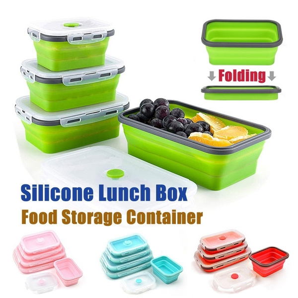 Collapsible Silicone Lunch Box Portable Folding Food Storage Containers