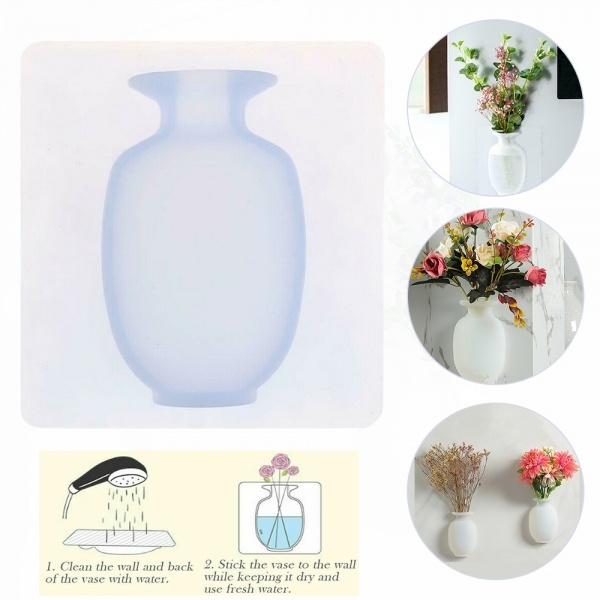 Magic Rubber Silicone Floret Bottle Sticky Flower Wall Hanging Vase Home Decor 