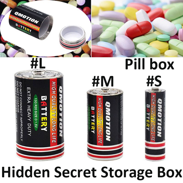 D Size Battery Stealth Discreet Hidden Secret Stash Pill Box Hidden Container