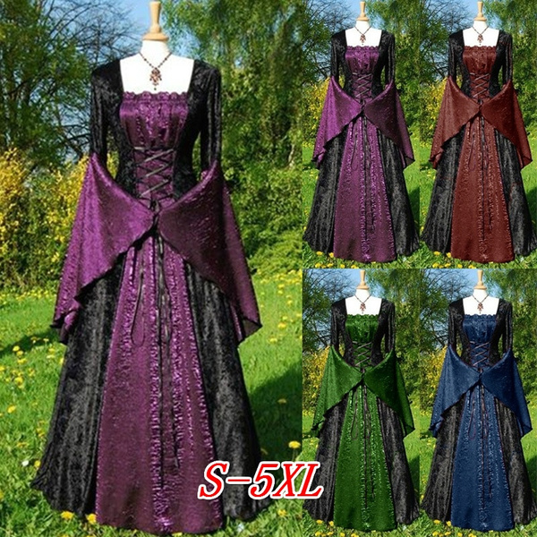 Plus Size 5XL Vintage Medieval Women New Fashion Halloween Costumes Palace Noble Long Robes Renaissance Victorian Ball Gown Ancient Sleeve Princess Costume Dress | Wish