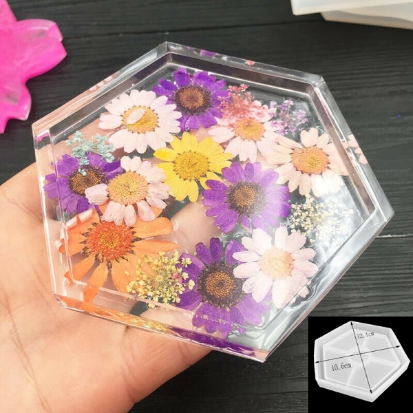 Jewelry Making Mould Pendant Resin Coaster Silicone Craft A Hexagon Casting Mold