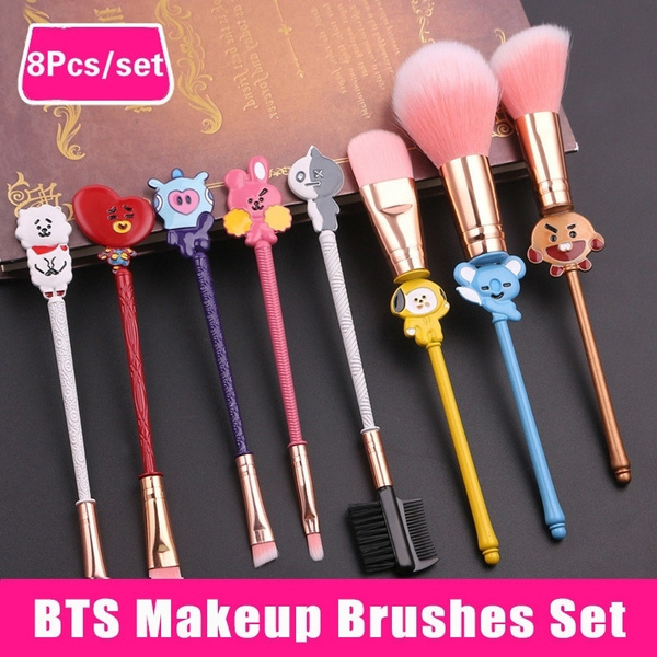 8Pcs/set BTS BT21 KPOP Fans Gift Cartoon Doll Makeup Brush Set Lover Gift |  Wish