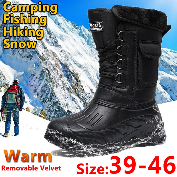 Winter Snow Boots Fishing Shoes Plush Thickened Long Tube Warm Boots  Waterproof Anti-skid Rock Fishing Shoes Sea Fishing Boots AliExpress