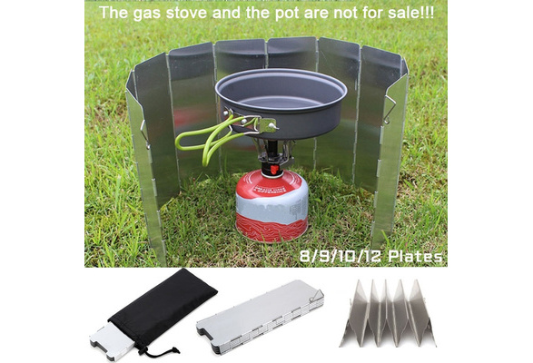 9 Plates Folding Camping Gas Cooker Stove Windshield Picnic Outdoor Wind Screen 