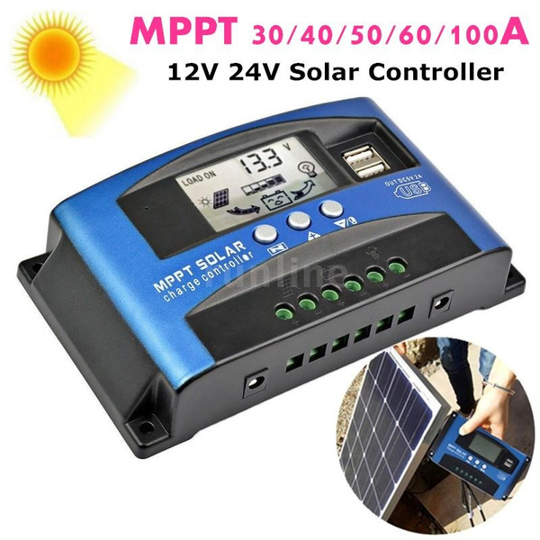 USB MPPT Solar Panel Regulator Charge Controller 30-100A Auto Focus Tracking 