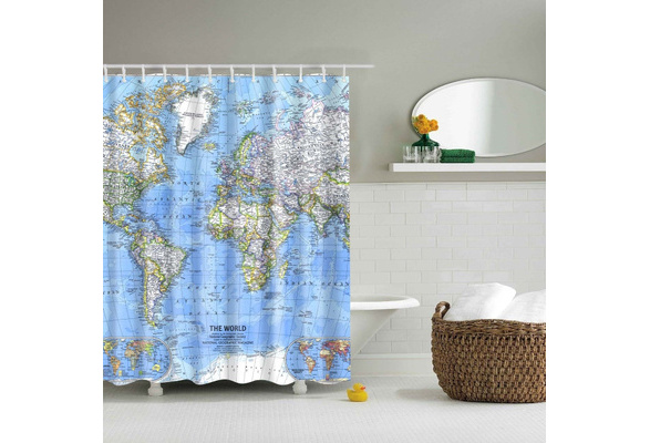 Details about   Travel Shower Curtain Airline Map Flight Trip Print for Bathroom 