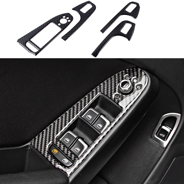 Stubble 4Pcs Carbon Fiber ABS Car Inner Door Window Armrest Cover Trim Fit for Audi A4 B8 2008 2009 2010 2011 2012 2013 2014 2015