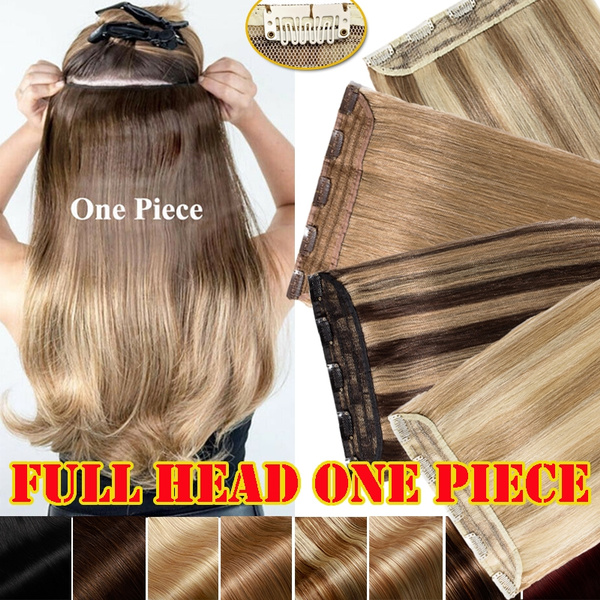 Invisible One Piece Clip In Human Hair Extensions 100% Real Remy 3/4 Full  Head Can be Curl&Dyed | Wish