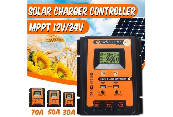 Solar Charge Controller Regulator 12v/24v Auto Dual 30A 50A 70A MPPT Display LCD 