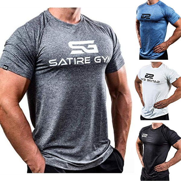 Satire Gym Herren Fitness Shirt als Bodybuilding Shirt & Workout Gym Shirt Fitness Slim Fit T-Shirt Herren/Funktionelle & schnell trocknende Sportbekleidung für Herren