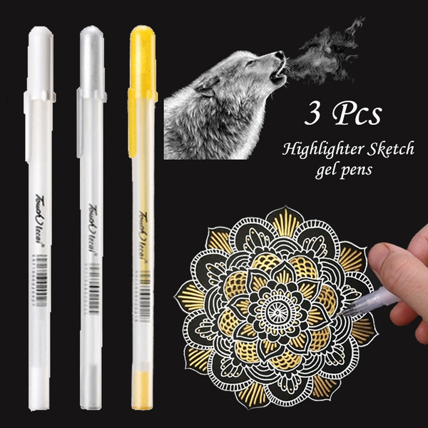 3 Pcs 0.8mm Highlighter Sketch Markers White Gold Silver Paint Marker Pen  White Gel Pen for Art Marker Manga Painting Supplies
