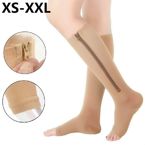 Zipper Medical Compression Socks With Open Toe Zipper Stocking for