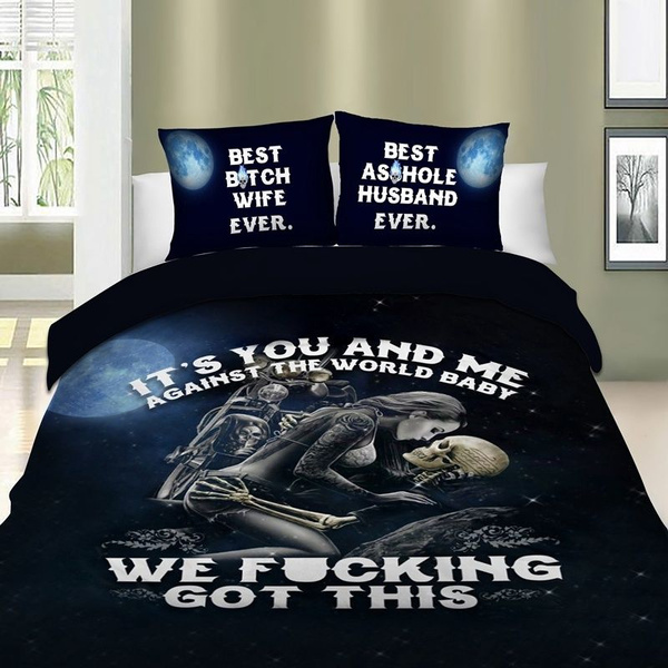 Men Fashion 3D Skull Bedding Set 
