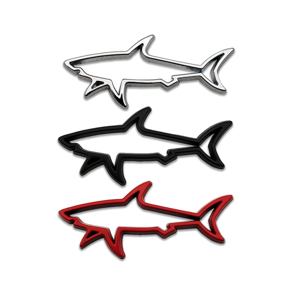 Shark Car Body Emblem Badge Decal Logo Cute Sticker Car Chrome Gold 3D FW