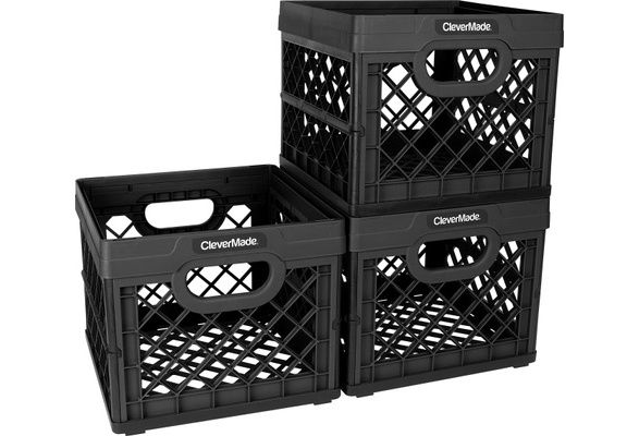  CleverMade Plastic Collapsible Milk Crates - 25L, Pack