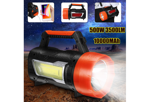 10000MAh 3500lm 500W 1500m Portable Waterproof Rechargeable Torch Flashlight