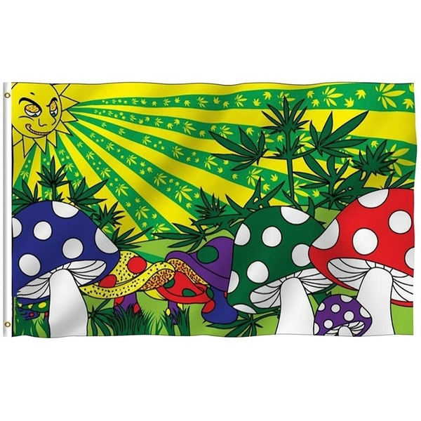 3x5 Foot Marijuana Mushroom Flag Vivid Color and UV Fade Resistant