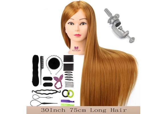 30 Brown Hair Cosmetology Mannequin Head Training Head Hairdressing Manikin  Doll Head for Hairstyles With Hair Styling Tools + Table Clamp