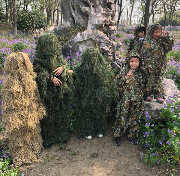 2021 UK 5pcs Gillie Suit Childrens 3D Woodland Camo Camouflage Hunting Burlap A1