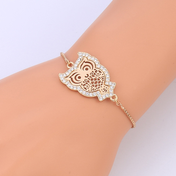 Tiny Owl Bracelet in Gold or Silver Delicate Owl Bracelet  Etsy
