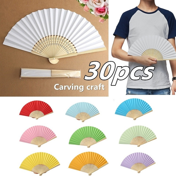 30pcs Hand Held Fans Silk Bamboo Folding Fans Handheld Folded Fan for ...