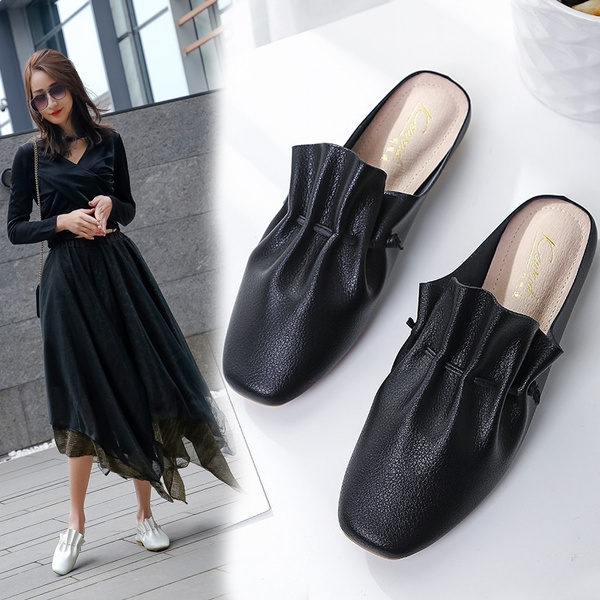 real leather mules