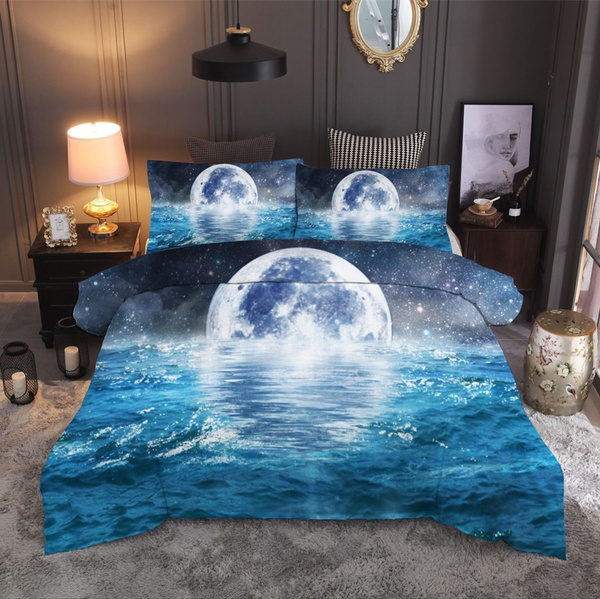 3D Shark Bedding Set Whale Duvet Cover Set Flat Sheet Pillowcase Twin/Full/Queen 