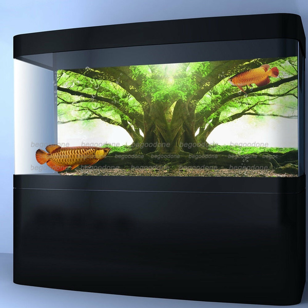 19.3"x 48" 2 Sided Fish Tank Aquarium Background Yellow Tree Root Green Root 