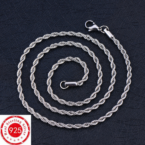 Wholesale 925 Sterling Silver 4MM Twisted Rope Chain Necklace