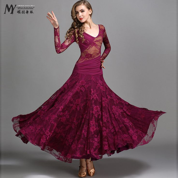 NEW Latin Ballroom Dance Dress Salsa Modern Waltz Tango Dress Lace Dress